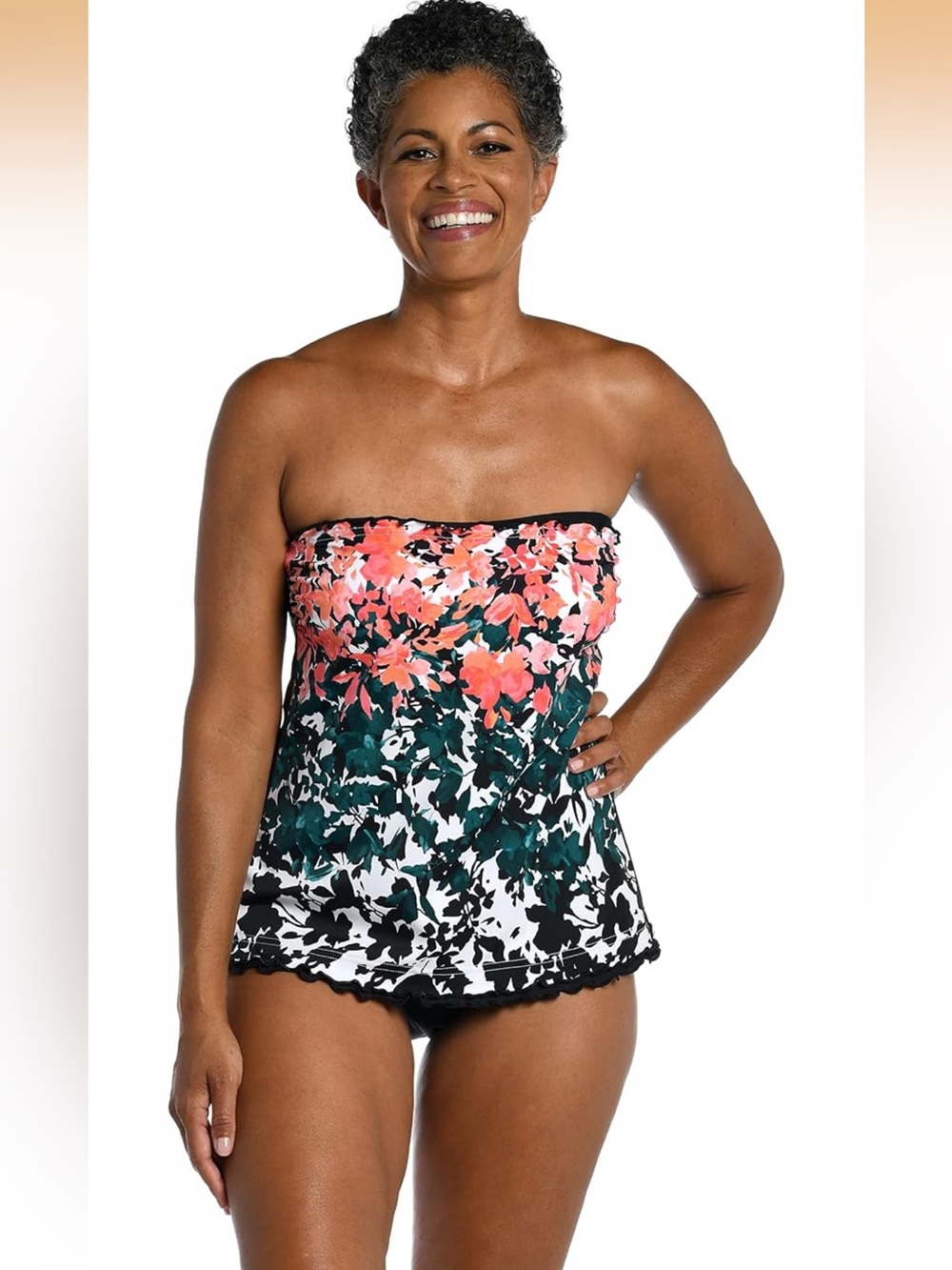 Maxine Of Hollywood Standard Ruffle Bandeau Tankini Swimsuit Top only. 1981/1-1